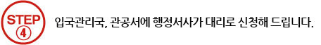 입국관리국, 관공서에 행정서사가 대리로 신청해 드립니다.